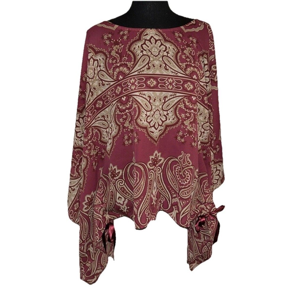 Lane Bryant 14/16 Poncho Tunic Lightweight Sheer Paisley Boho Kimono Sleeves